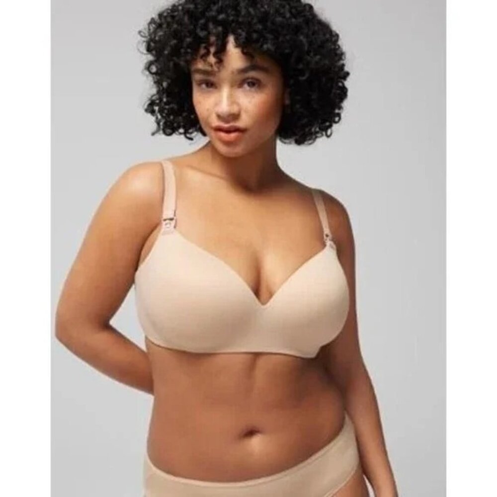 Soma Enbliss Nursing Bra Size 34D Nude Beige Adjustable Wireless Wire Free NEW